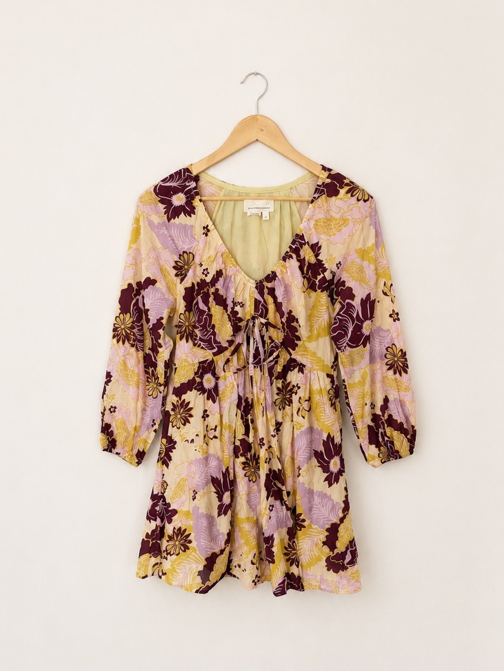 Anthropologie Floral V Neck Mini Dress XS